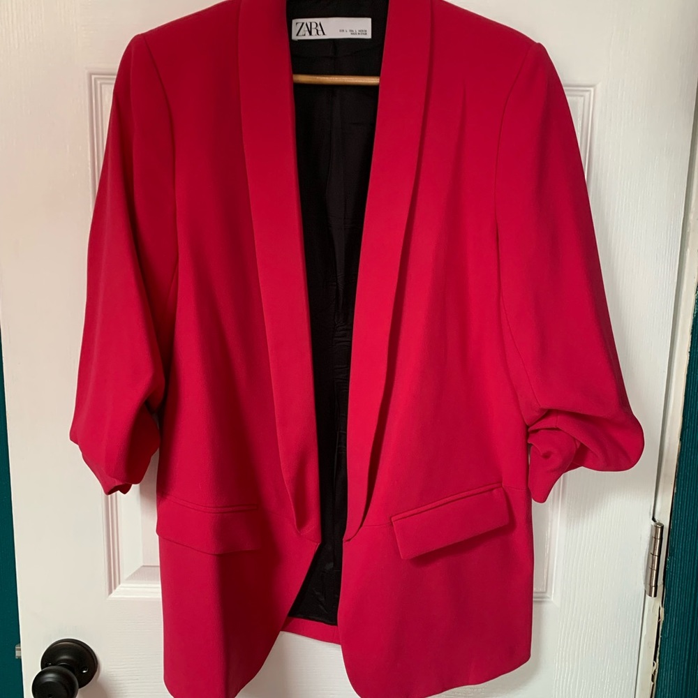 Zara fuchsia pink open front blazer